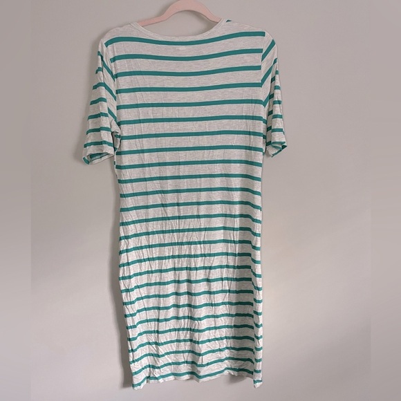 Teal and Gray Striped Lularoe Julia Dress - Picture 6 of 8